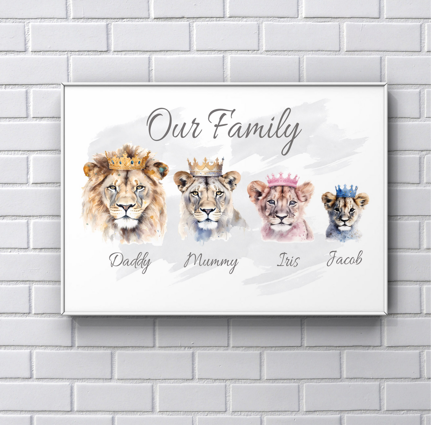 Lion Family Crown Print