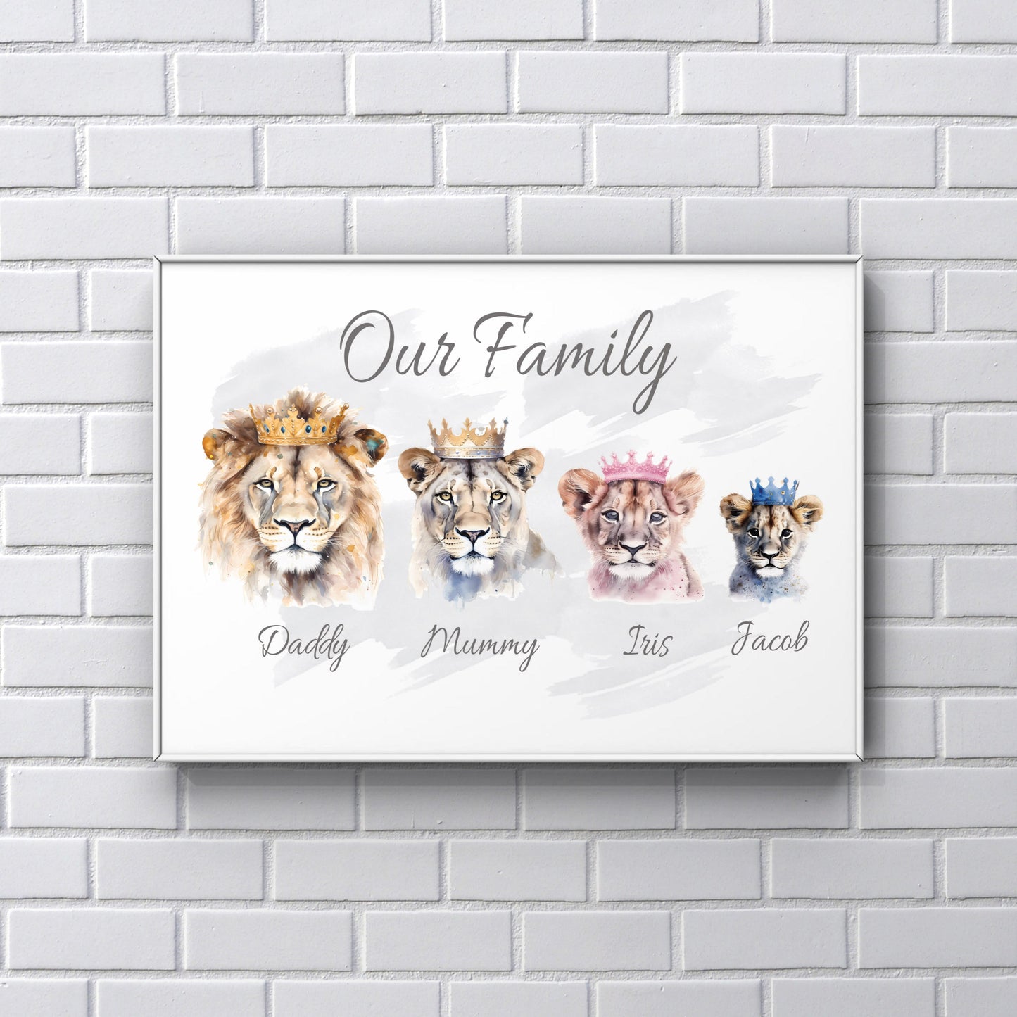 Lion Family Crown Print