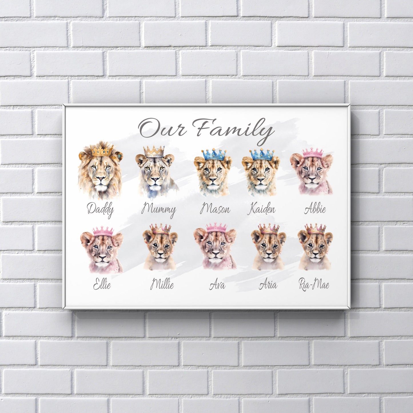 Lion Family Crown Print