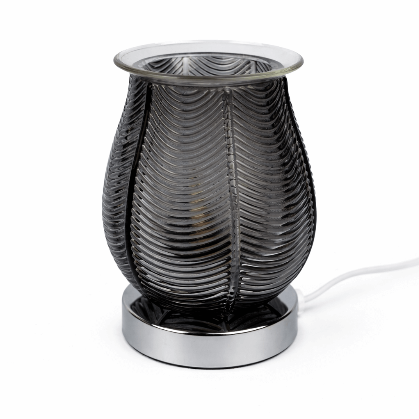 Wax Warmer Ribbed Glass Smoke Black