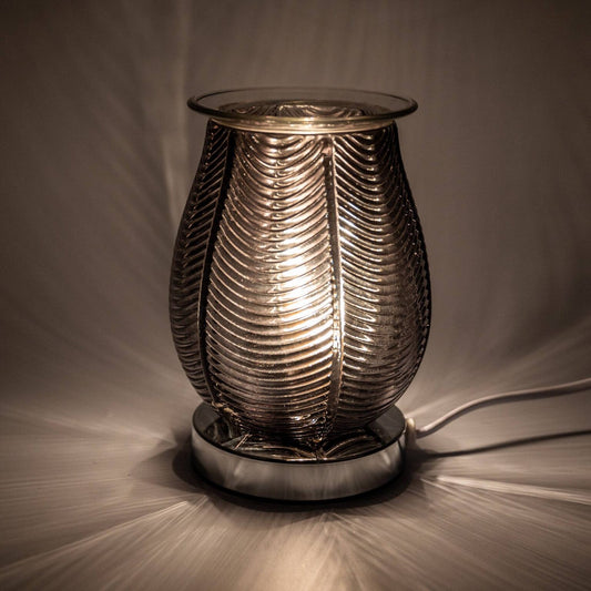 Wax Warmer Ribbed Glass Smoke Black